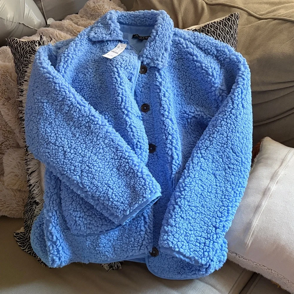J crew Women's Blue Sherpa Jacket - Picture 4 of 4